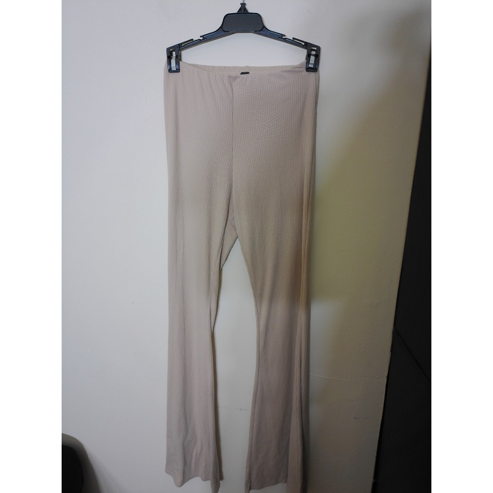 Windsor Flare Pants Womens Small Beige Ribbed Knit High Rise Boho Bell Bottoms